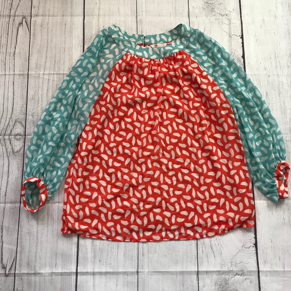 Boden Sylvie Lightweight Blouse in Teal and Orange